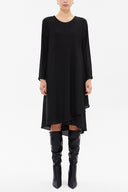 Black Asymmetric, chiffon midi dress 92549