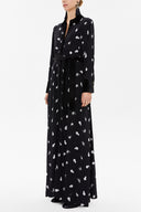Black Velvet mix wide cut maxi dress 92568