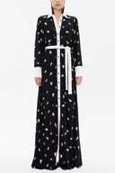 Black White Velvet mix wide cut maxi dress 92568