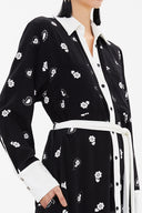 Black White Velvet mix wide cut maxi dress 92568