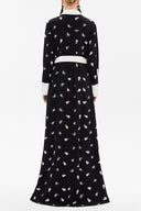 Black White Velvet mix wide cut maxi dress 92568