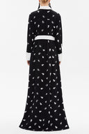Black White Velvet mix wide cut maxi dress 92568