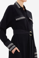 Black White Waistband, pocket maxi dress 92588