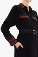 Black Red Waistband, pocket maxi dress 92588