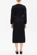 Black Off shoulder V neck button midi dress 92613