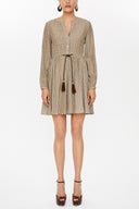 Khaki Balloon sleeve mini dress 92631