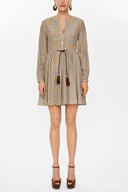 Khaki Balloon sleeve mini dress 92631