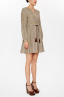 Khaki Balloon sleeve mini dress 92631