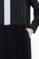 Black Pleated wide cut midi dress 92660