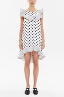 White Ruffled wide cut mini dress 92686