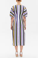 Striped Batwing sleeve zipped midi dress 92690
