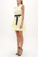 Yellow Pleated sleeveless mini dress 92703