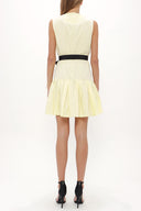 Yellow Pleated sleeveless mini dress 92703