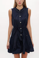 Navy Blue Pleated sleeveless mini dress 92703