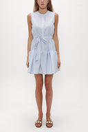 Light Blue Pleated sleeveless mini dress 92703