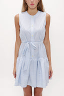 Light Blue Pleated sleeveless mini dress 92703