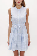 Light Blue Pleated sleeveless mini dress 92703