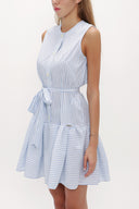 Light Blue Pleated sleeveless mini dress 92703
