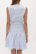Light Blue Pleated sleeveless mini dress 92703