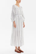 Gray Elastic balloon sleeve maxi dress 92718