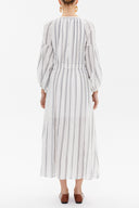 Gray Elastic balloon sleeve maxi dress 92718