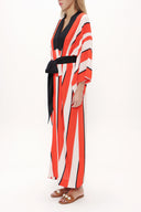 Red Long kimono belted dress 92737