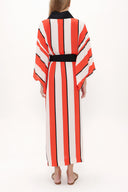 Red Long kimono belted dress 92737