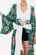 Green Long kimono belted dress 92737