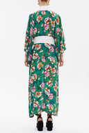 Green Long kimono belted dress 92737
