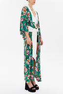 Green Long kimono belted dress 92737