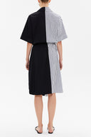 Black Striped wide cut midi dress 92745