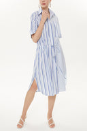 Blue Striped wide cut midi dress 92745