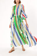 Green Striped Shirt Dress 92754