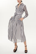 Black Button and Belted  Maxi dress   92758