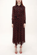 Red Button and Belted  Maxi dress   92758