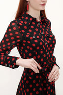 Red Button and Belted  Maxi dress   92758