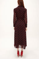 Red Button and Belted  Maxi dress   92758