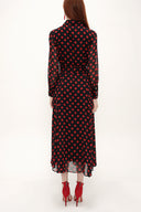 Red Button and Belted  Maxi dress   92758