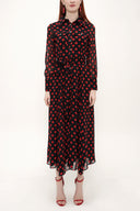 Red Button and Belted  Maxi dress   92758