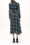 Plaid Button and Belted  Maxi dress   92758