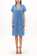 Blue Asymmetric fly midi dress 92764