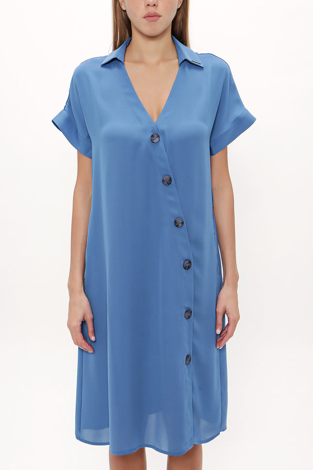 Asimetrik Patlı Midi Elbise 92764