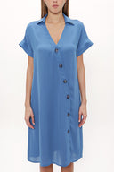 Blue Asymmetric fly midi dress 92764