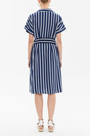 Navy Blue Asymmetric fly midi dress 92764