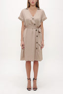 Beige Asymmetric fly midi dress 92764