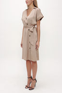Beige Asymmetric fly midi dress 92764