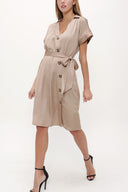 Beige Asymmetric fly midi dress 92764