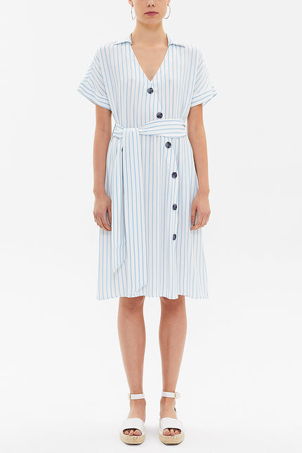 Striped Asymmetric fly midi dress 92764