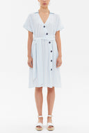 Striped Asymmetric fly midi dress 92764