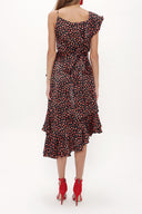 Black Ruffle detail Printed midi dress 92774